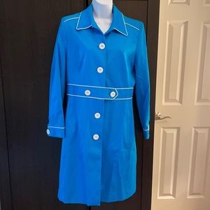 60’s Mod Blue Trench w White Piping SZ12
